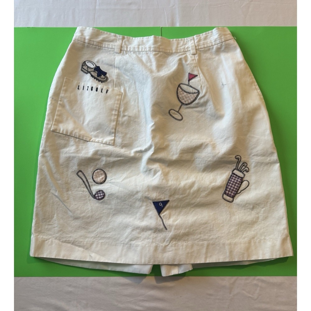 Vintage Liz Claiborne LIZGOLF White Embroidered Golf Skort Women Size 10 90s Y2K